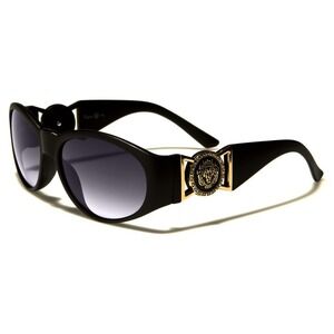 Hip Hop  Sunglasses  Black Lens Gold Accents UV‎ Protection Oval Street Wear New